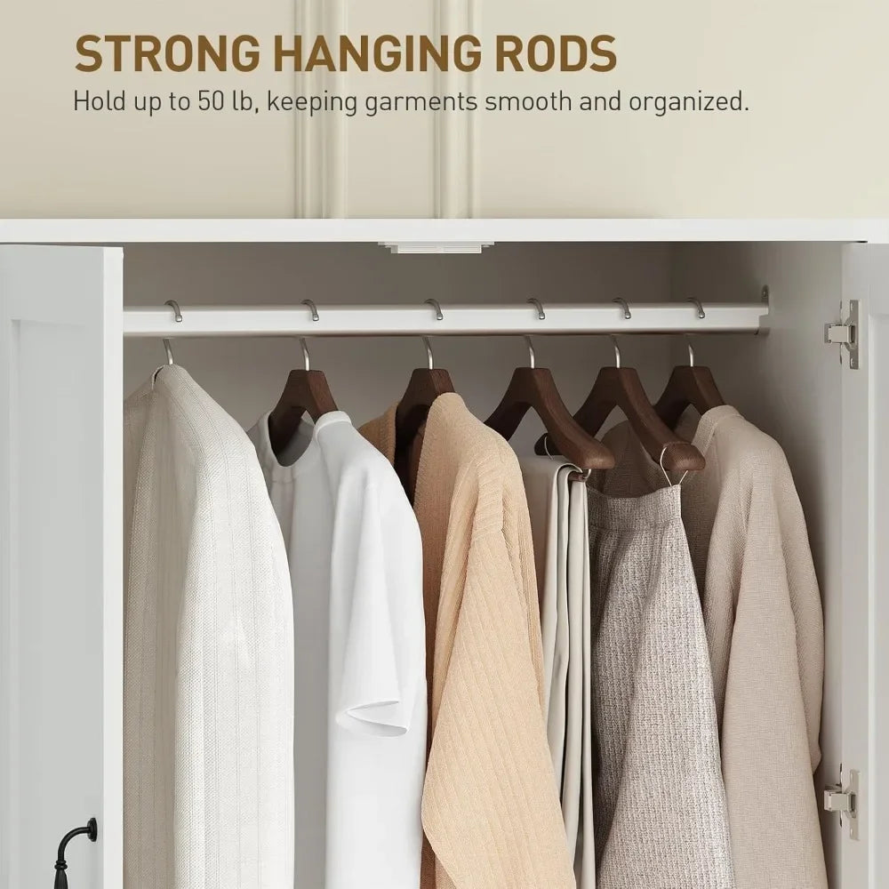 Armoire Wardrobe With Five Doors And Three Drawers