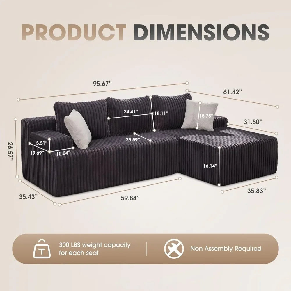 Cloud Modular Sectional Sofa With L Shaped Chaise Memory Foam