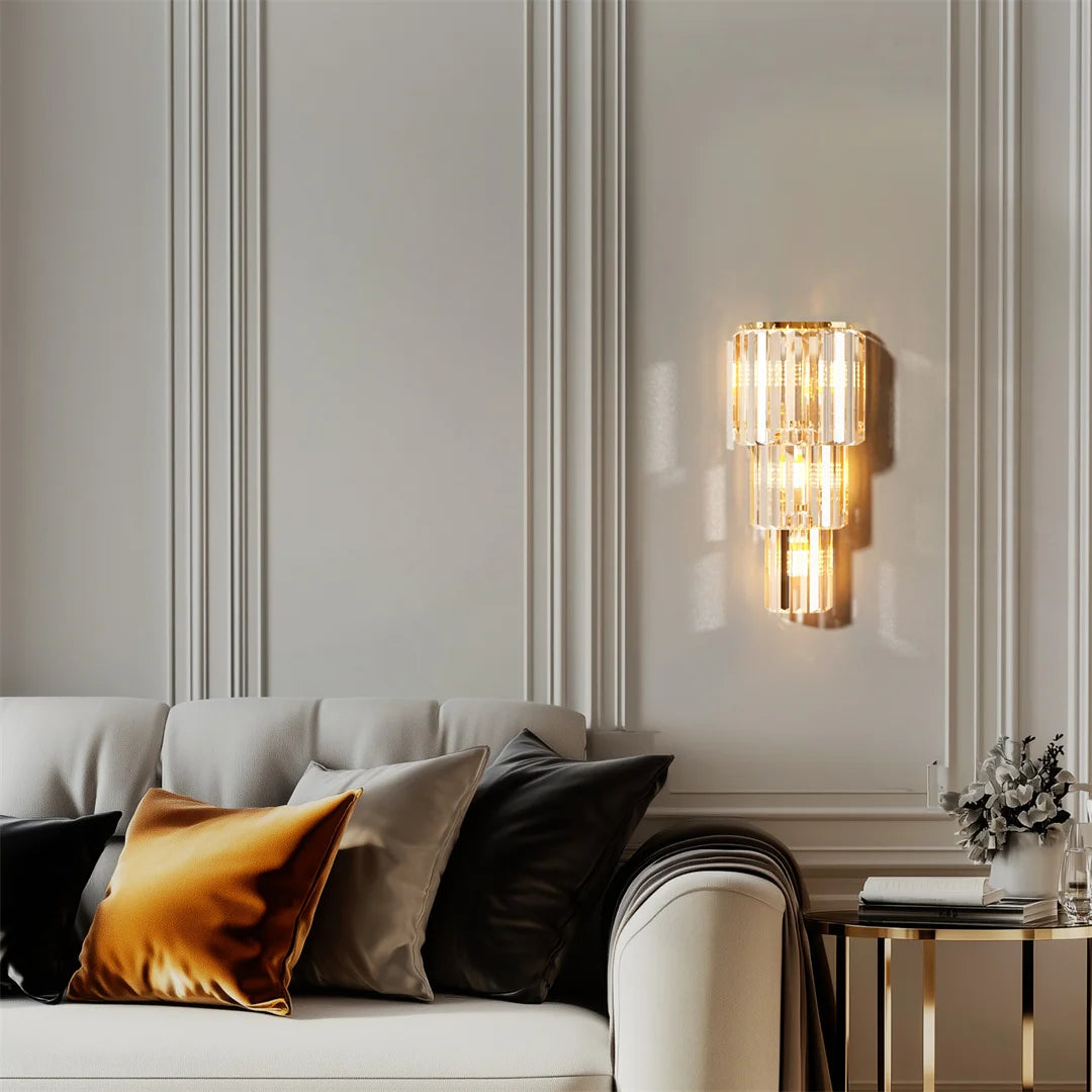 LUVODI Modern Crystal Wall Lamp 3-Layer Sconce With E14