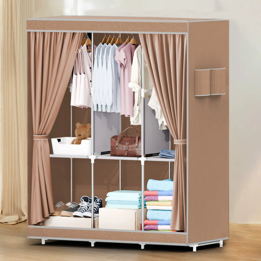 Portable Closet Wardrobe With Metal Frame And Nonwoven Cover