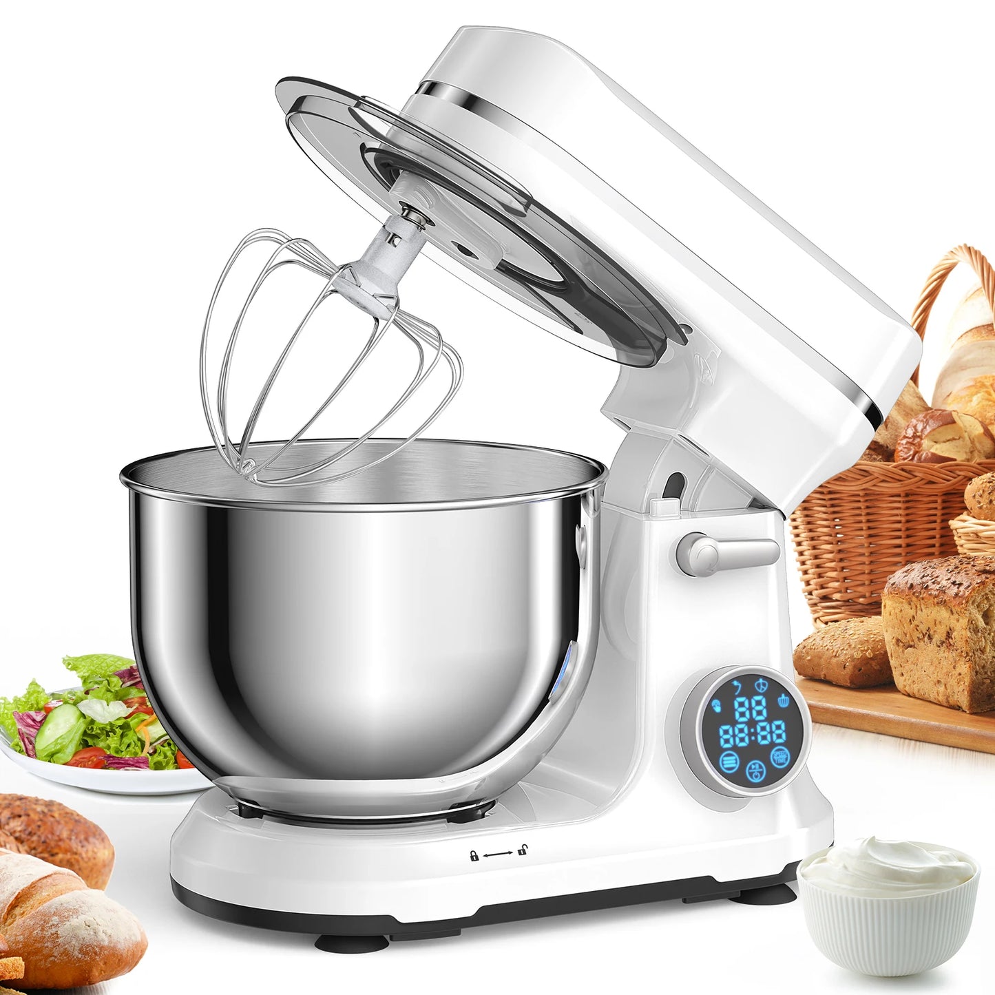 Biolomix 1200W Stand Mixer With 11 Speeds OLED Screen