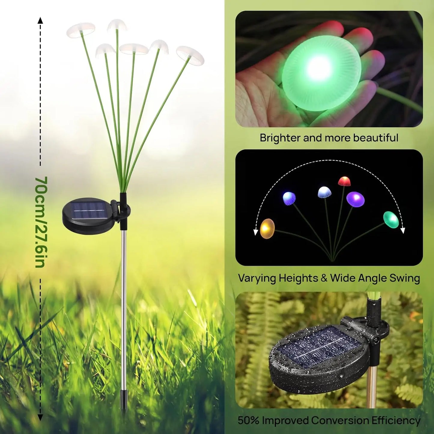 Solar Garden LED Mushroom Lights Dual Mode Waterproof Yard Decor
