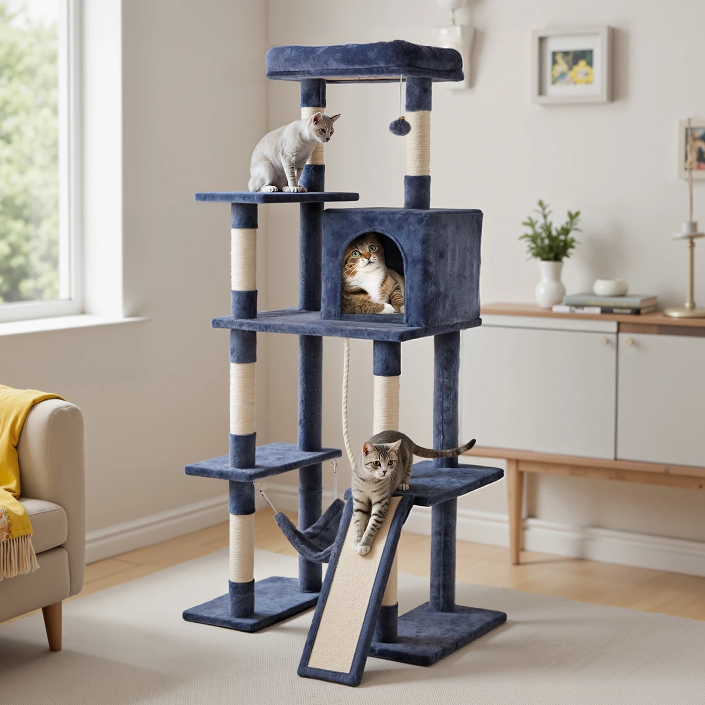 JHK Cat Tree Tall Multi Cat Climbing Tower With Sisal Scratching Posts