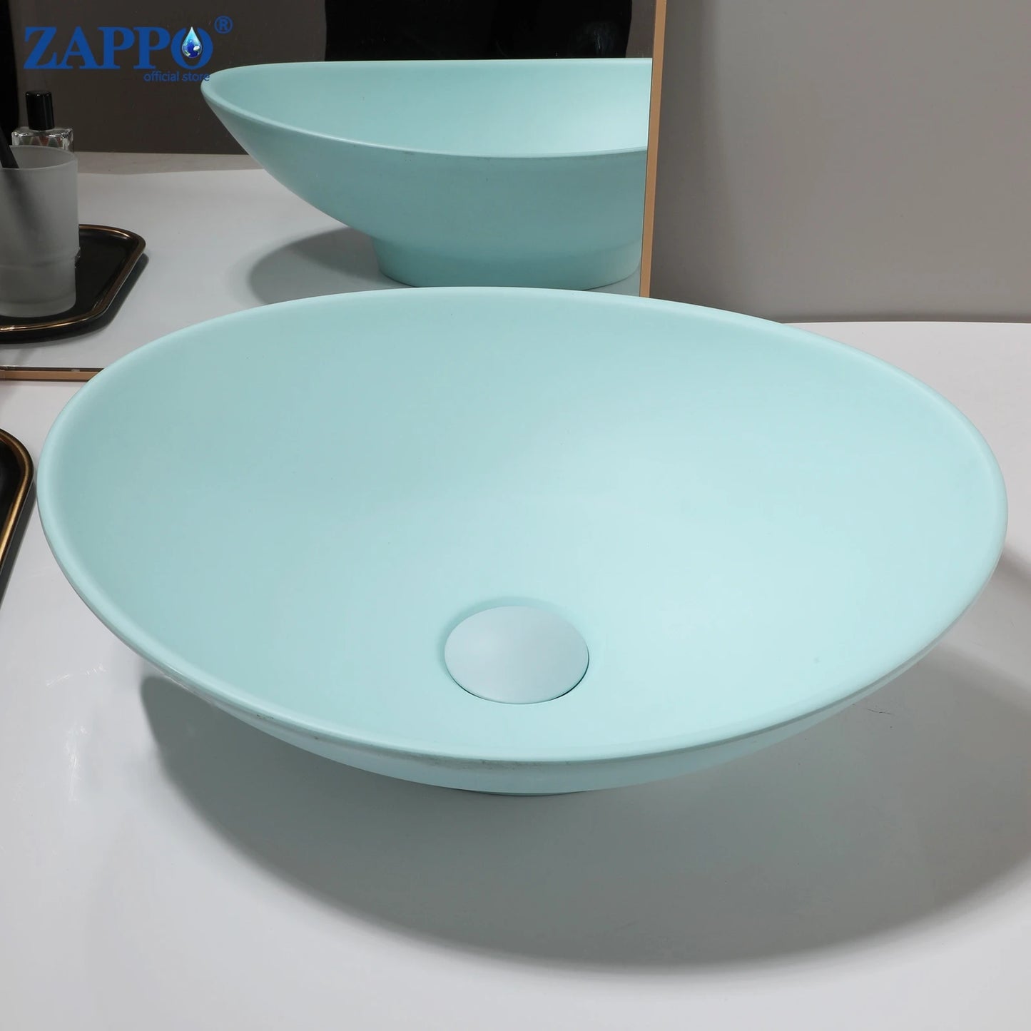 Torayvino Stone Resin Vessel Sink With Drain, Above-Counter Washbasin