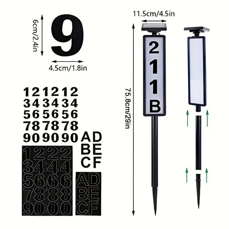 KEWEN Solar House Number Sign With Lighting Pole Mount