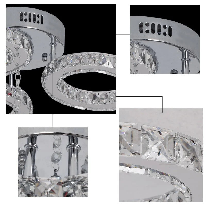 GreeLustr Modern Led Crystal Ring Pendant Ceiling Lamp