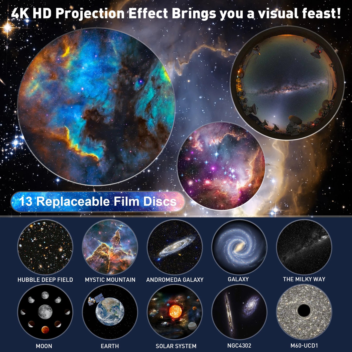 Aiopp Galaxy Projector Planetarium Star Projector Night Light For Kids