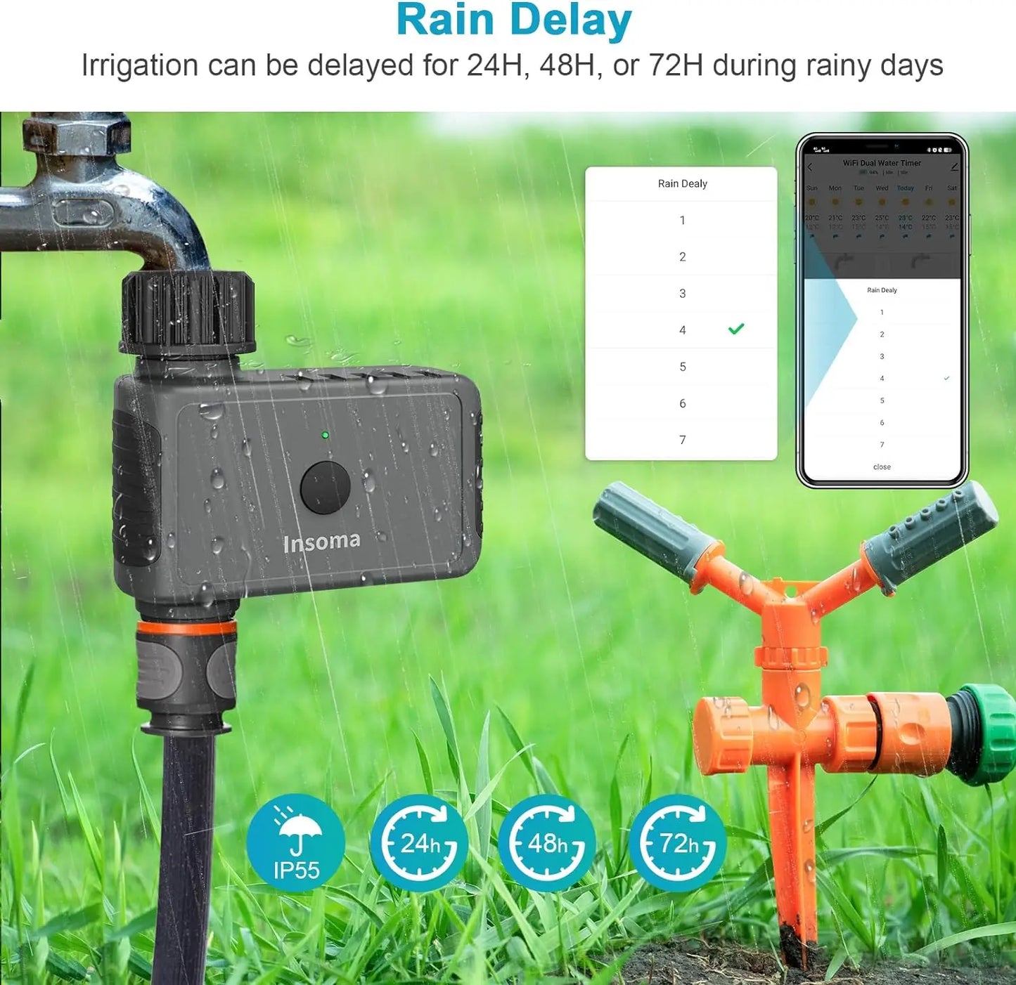 INSOMA WiFi Garden Sprinkler Timer for Smart Irrigation Alexa