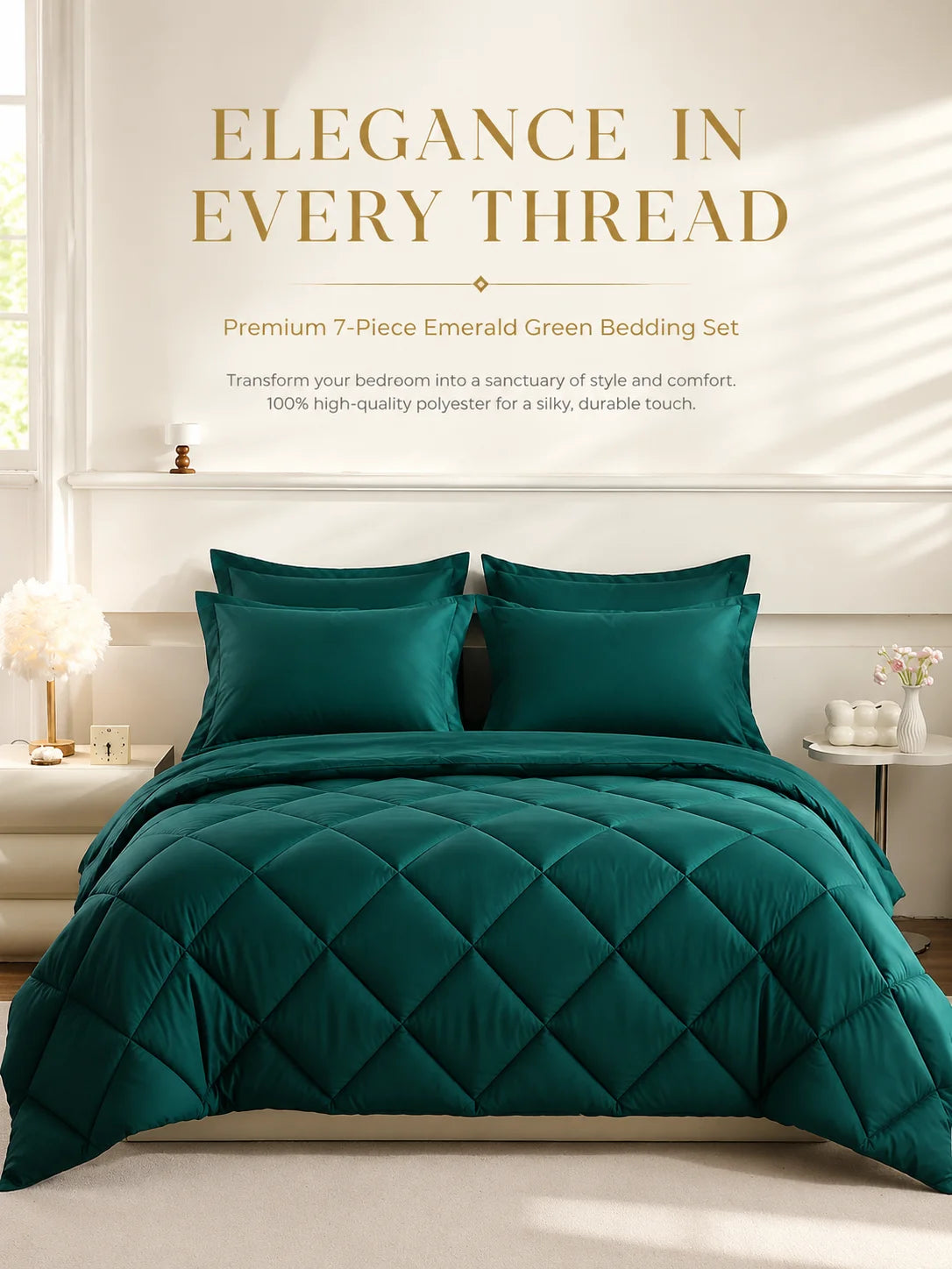 EasYum 7Piece Bedding Set Comforter Sheets Pillowcases