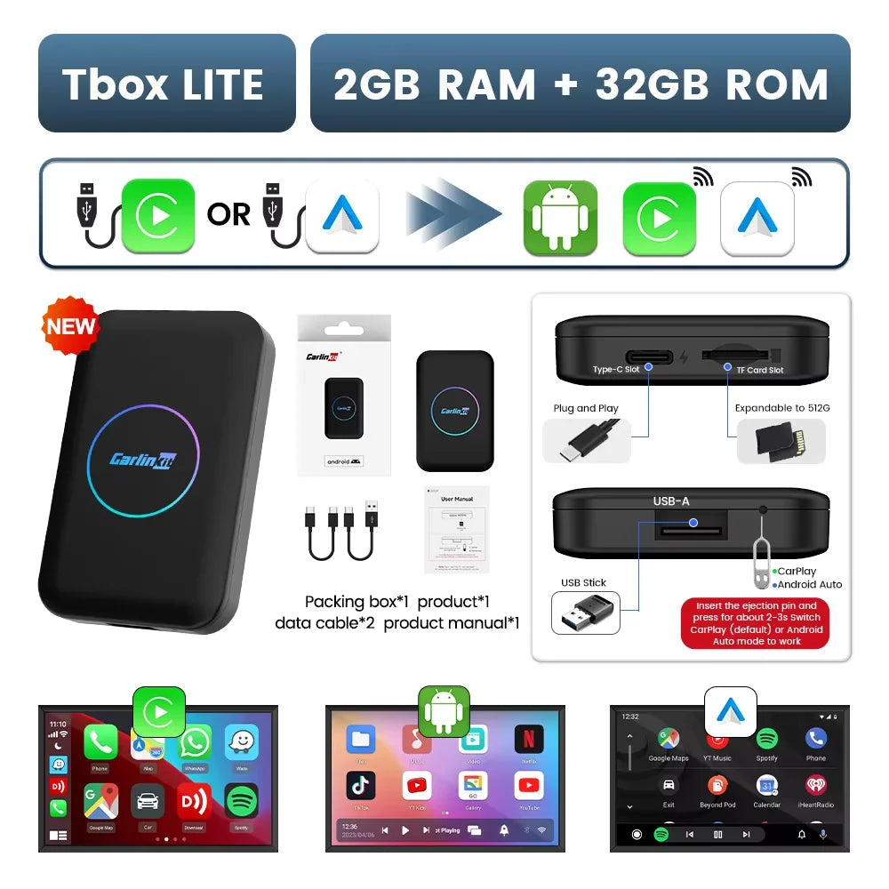 Carlinkit 5 In 1 Android TV Box CarPlay Auto Netflix