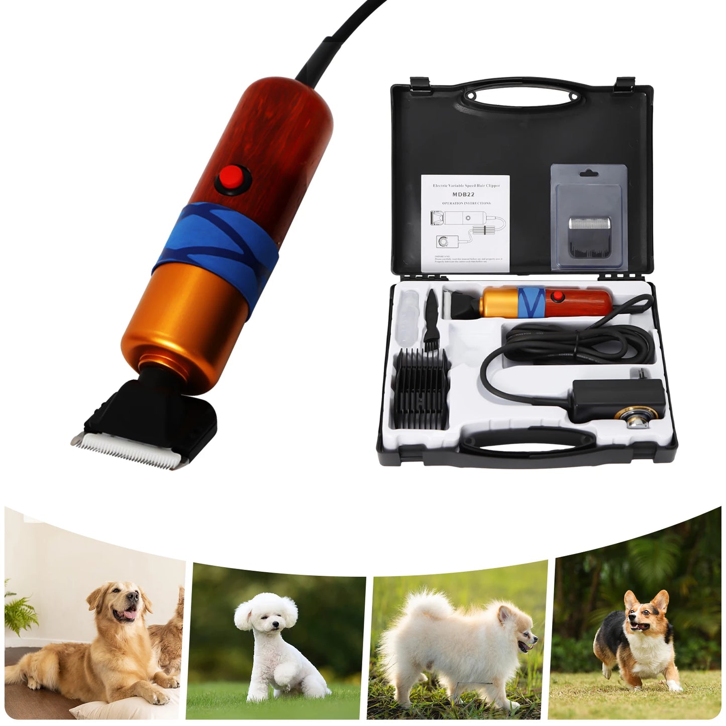 Pet Hair Clipper Low Noise Electric Trimmer For Dogs Cats