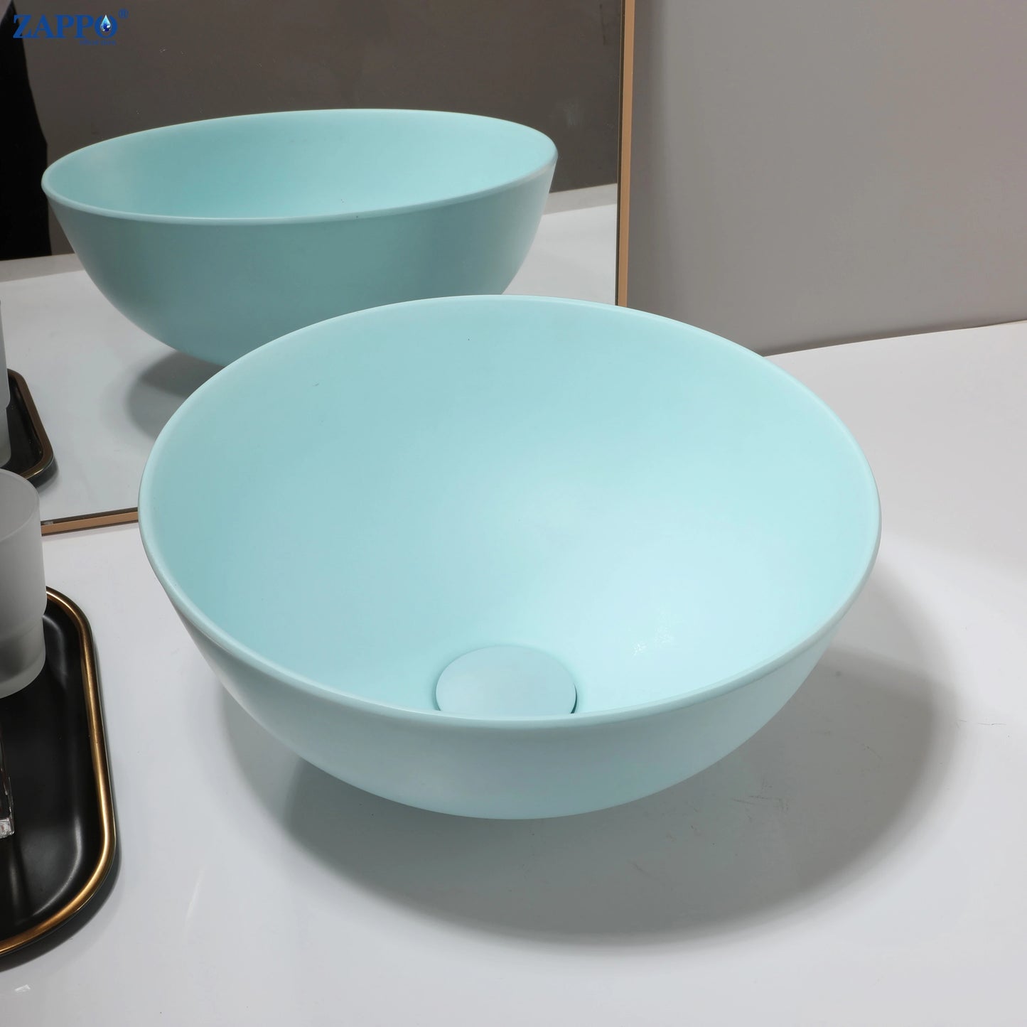 Torayvino Stone Resin Vessel Sink With Drain, Above-Counter Washbasin