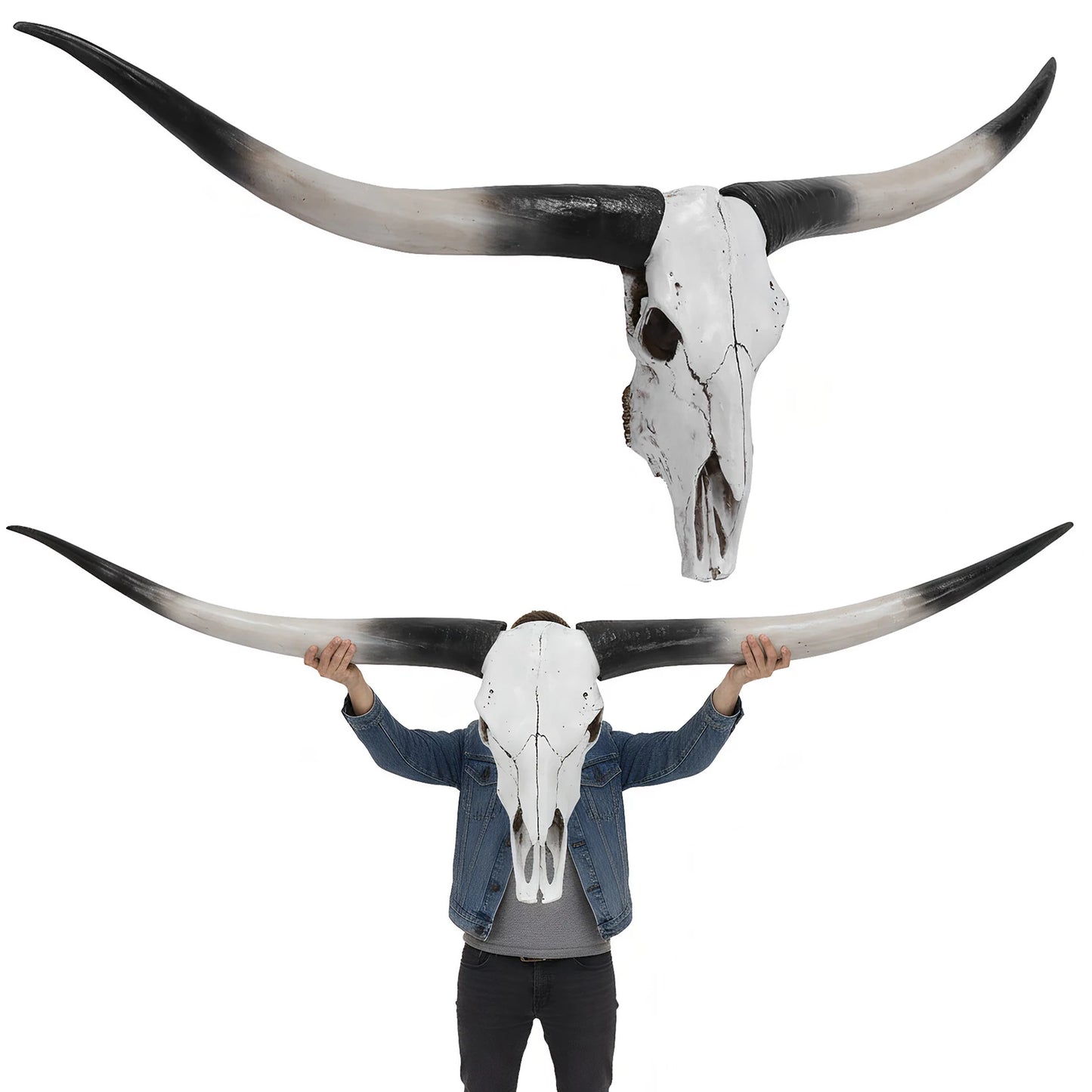 Faux Longhorn Skull Wall Hanging Handcrafted Halloween Home Decor