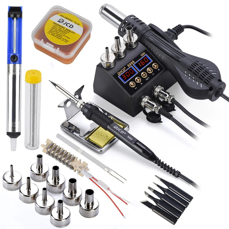 JCD 8898 2-In-1 Soldering Station With Hot Air Rework