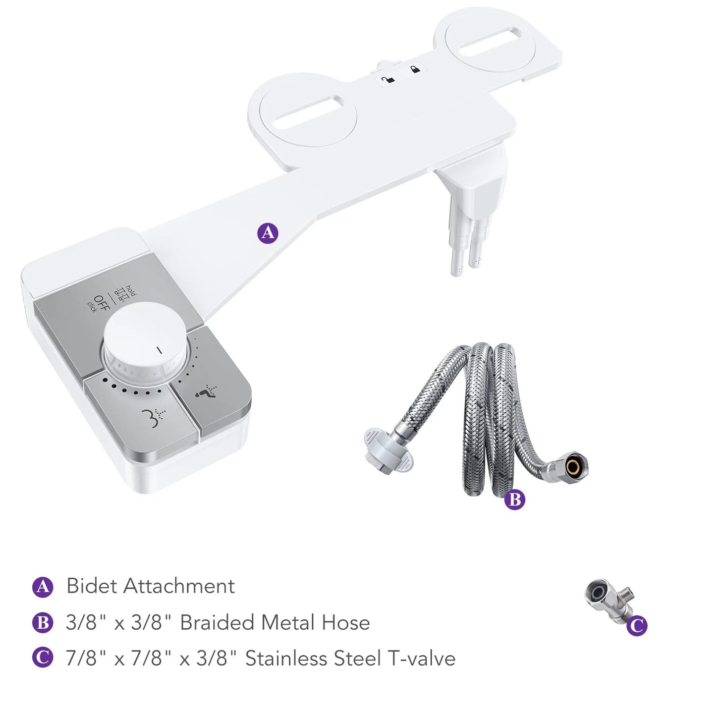 Ultra-Slim Bidet Attachment With Dual Nozzles And Adjustable Pressure