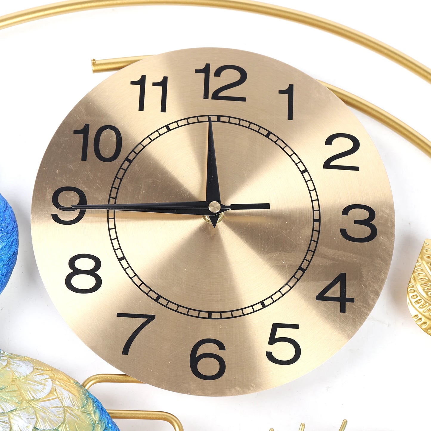 Peacock Art Wall Clock Silent Metal Timepiece For Home Decor