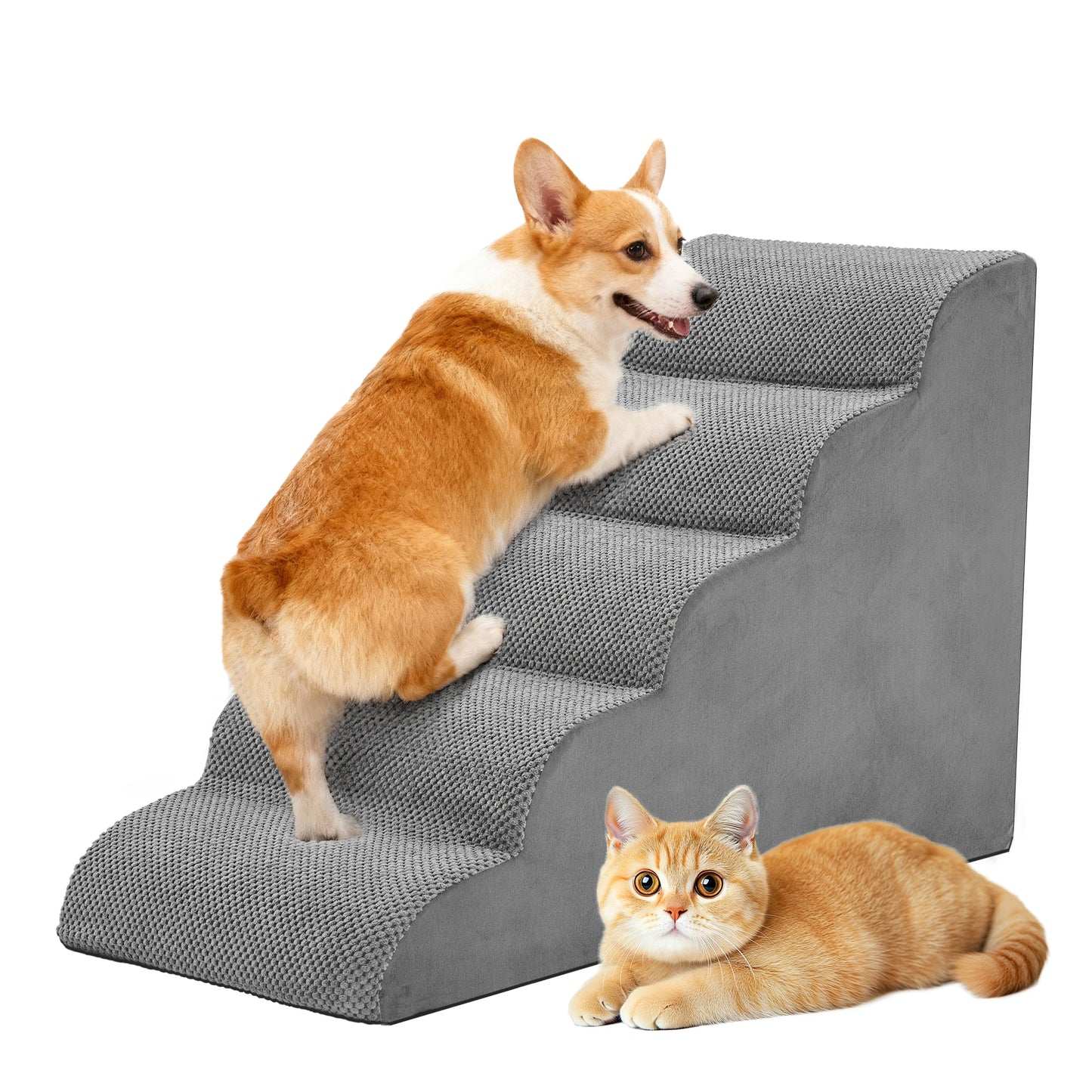 JHK 3-5 Step High-Density Foam Dog Stairs For Small Dogs