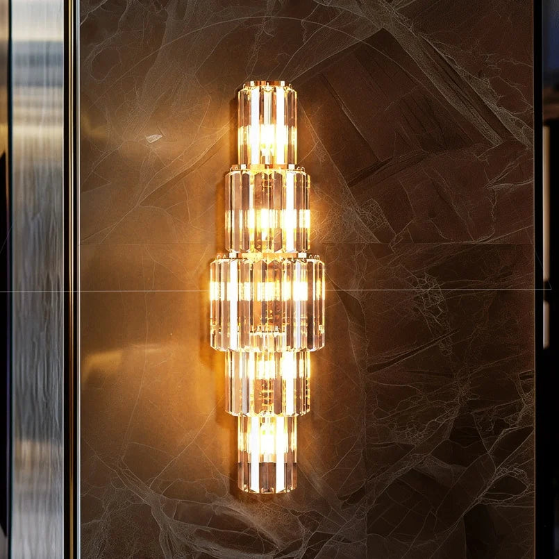 LUVODI Modern Crystal Wall Lamp 3-Layer Sconce With E14