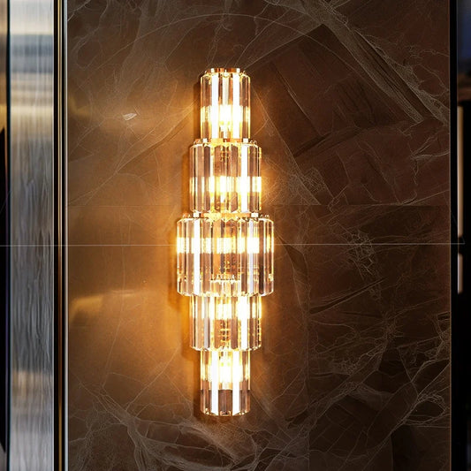 LUVODI Modern Crystal Wall Lamp 3-Layer Sconce With E14