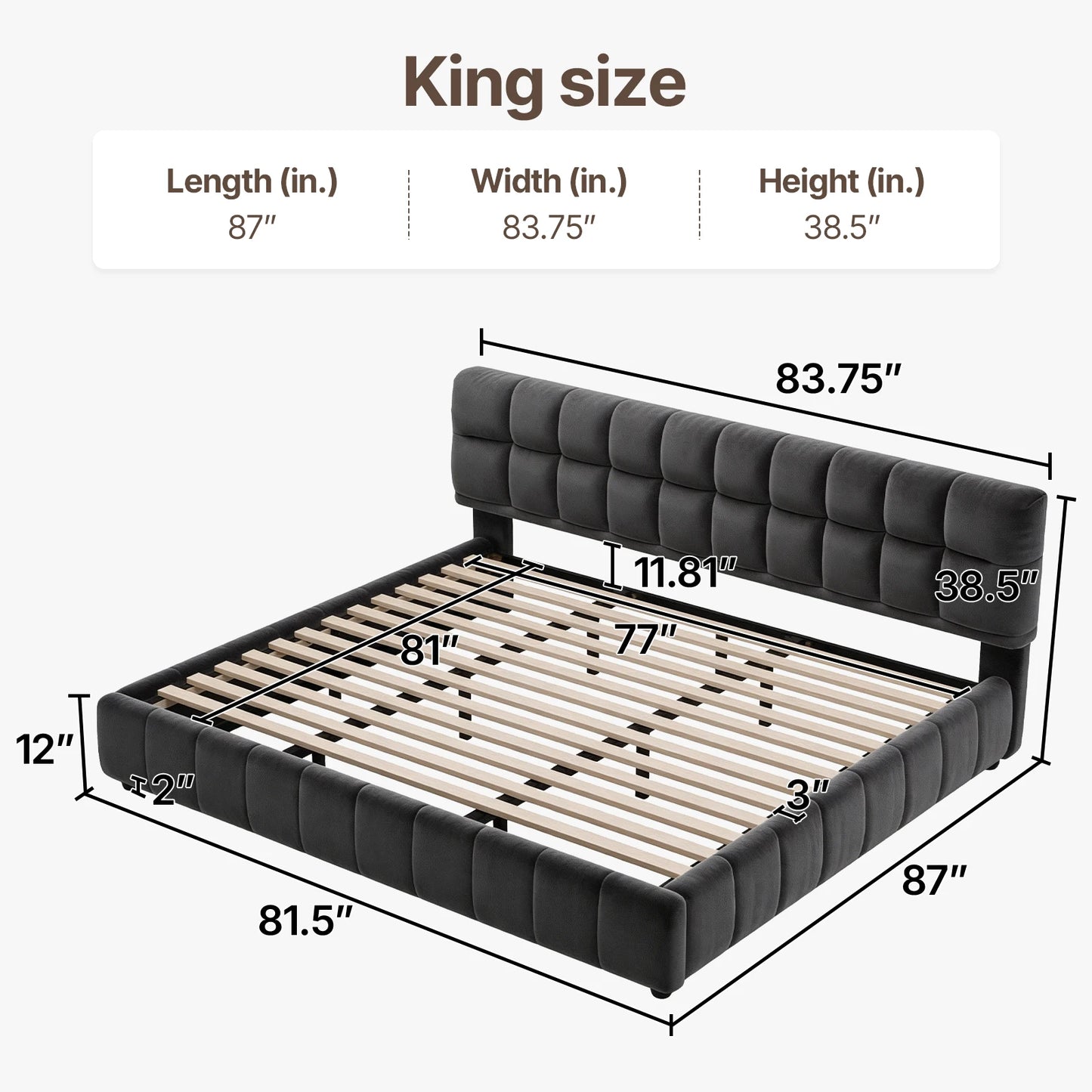 Cloud Platform Bed With Footboard And Modern Block Design