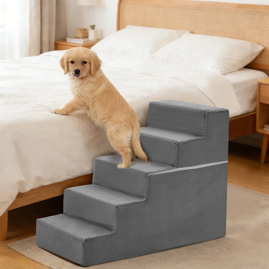 JHK Foam Dog Stairs 3-5 Step Right Angled Indoor Non Slip Ramp