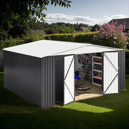 Polar Aurora Galvanized Steel Storage Shed With Lockable Hasp Door