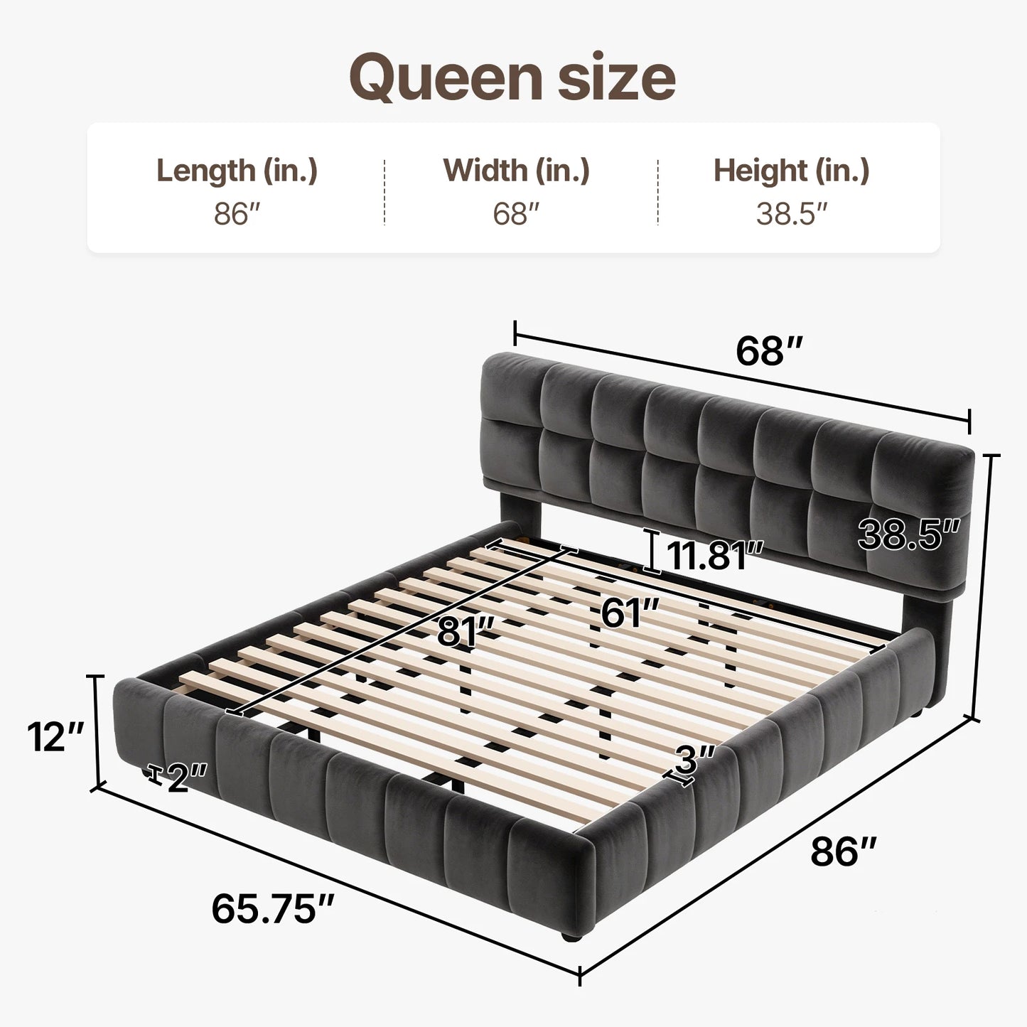 Cloud Platform Bed With Footboard And Modern Block Design