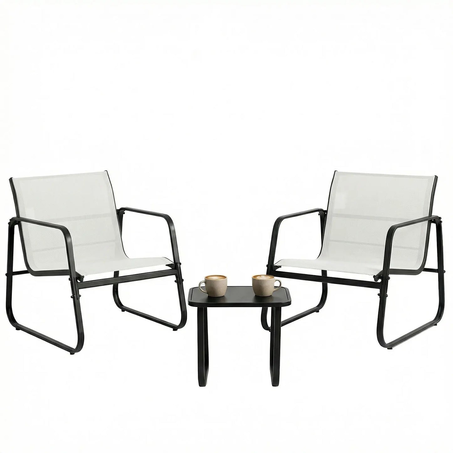 JHK 3-Piece Outdoor Patio Set With Table And Mesh Back