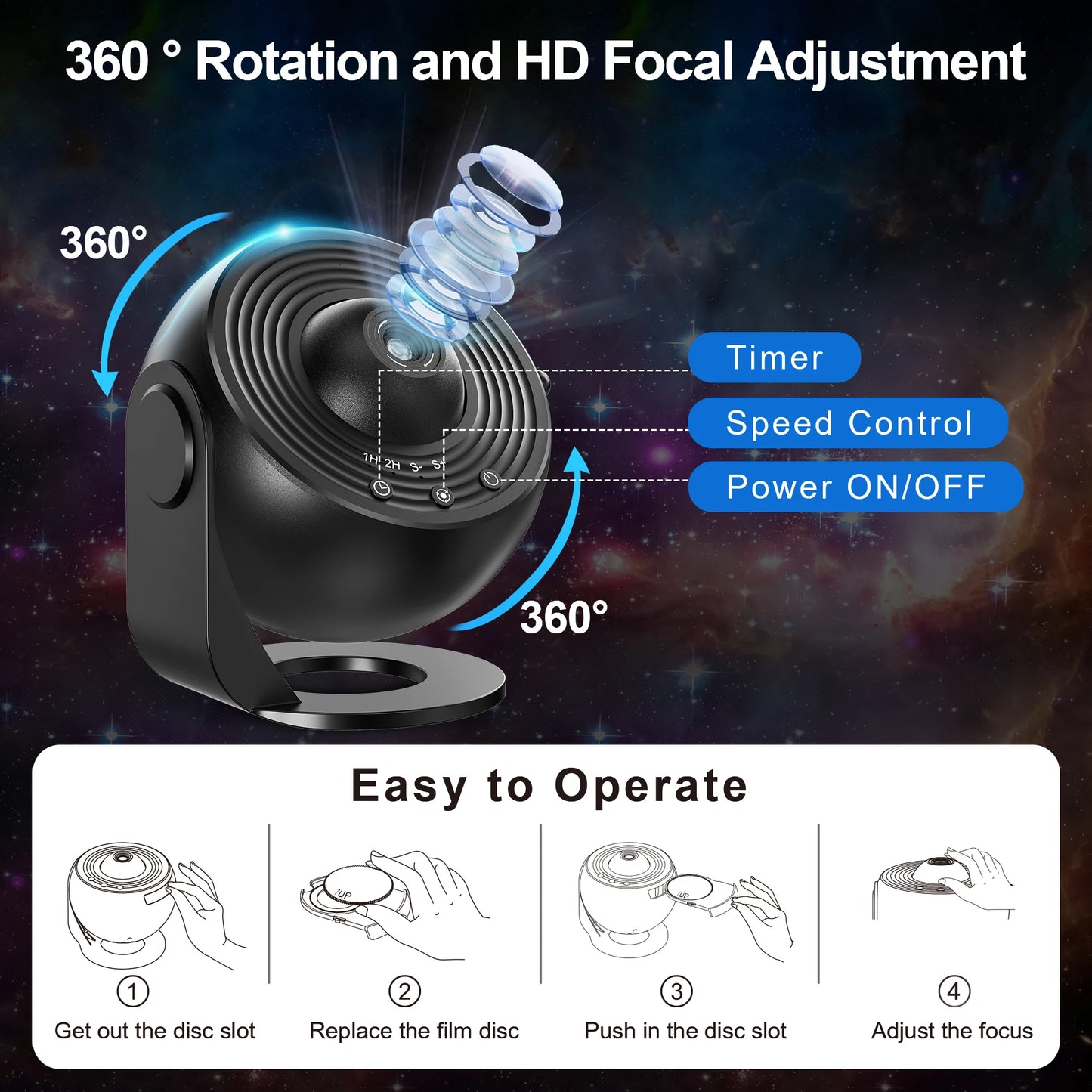 Aiopp Galaxy Projector Planetarium Star Projector Night Light For Kids