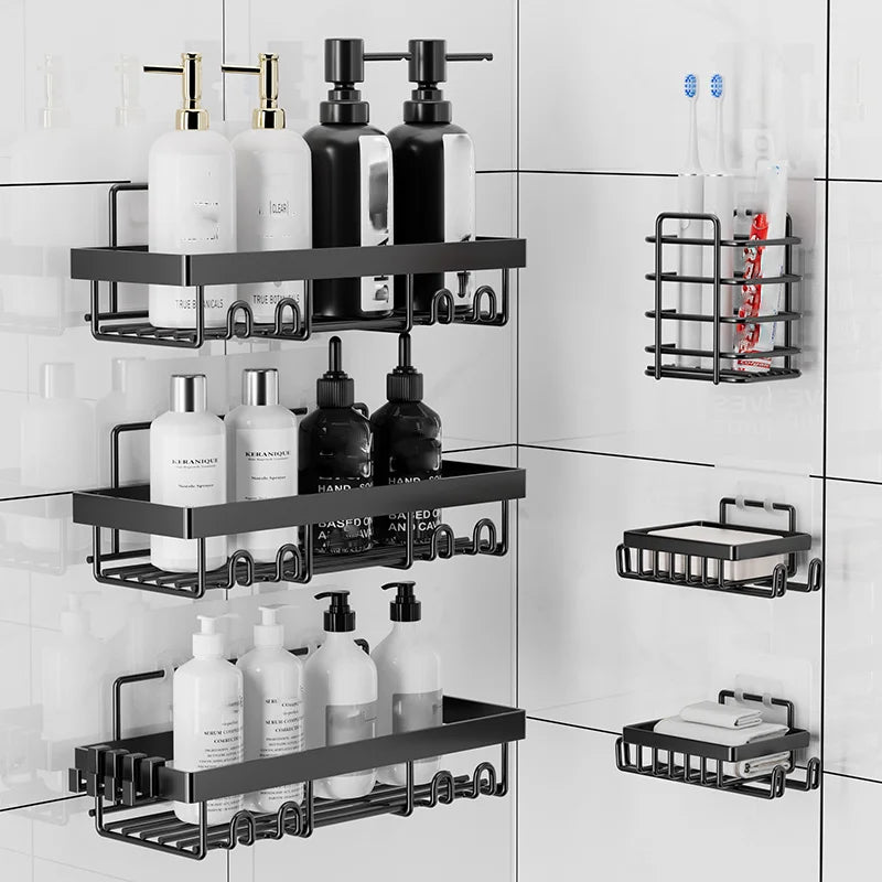 6 Pack Self Adhesive Shower Caddy Organizer Rack For Bathroom
