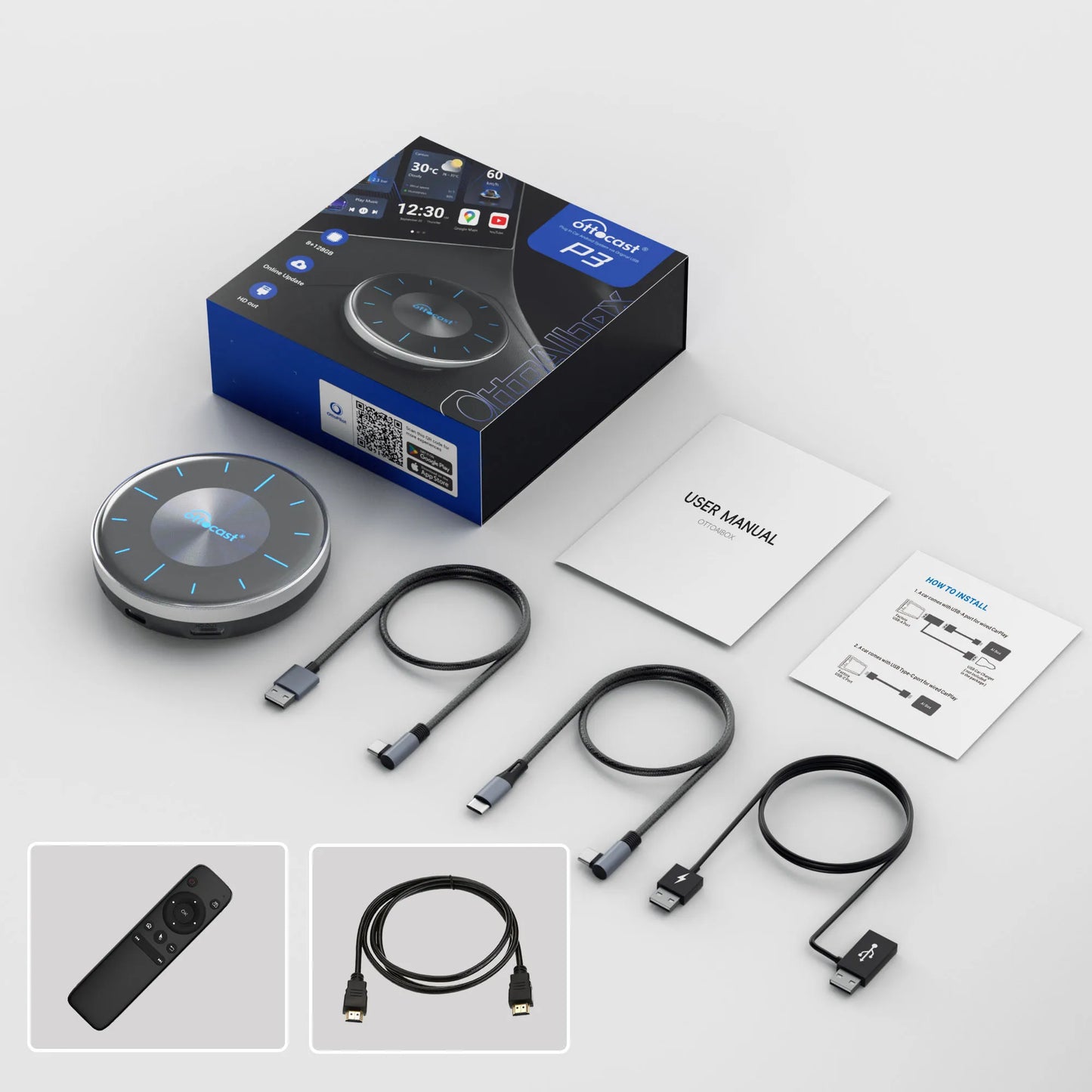 OTTOCAST P3 Android AI Box For CarPlay And Android Auto