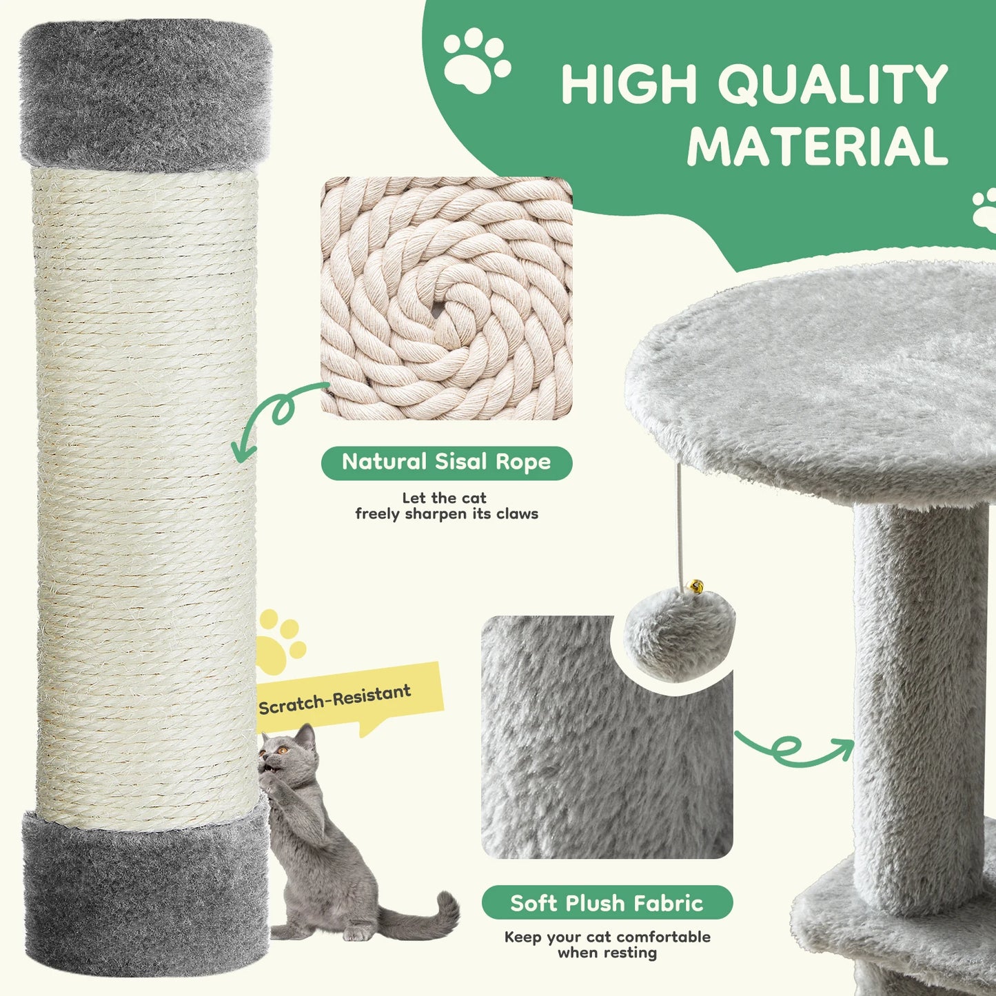 JHK Cat Tree Tall Multi Level Climbing Tower For Indoor Cats