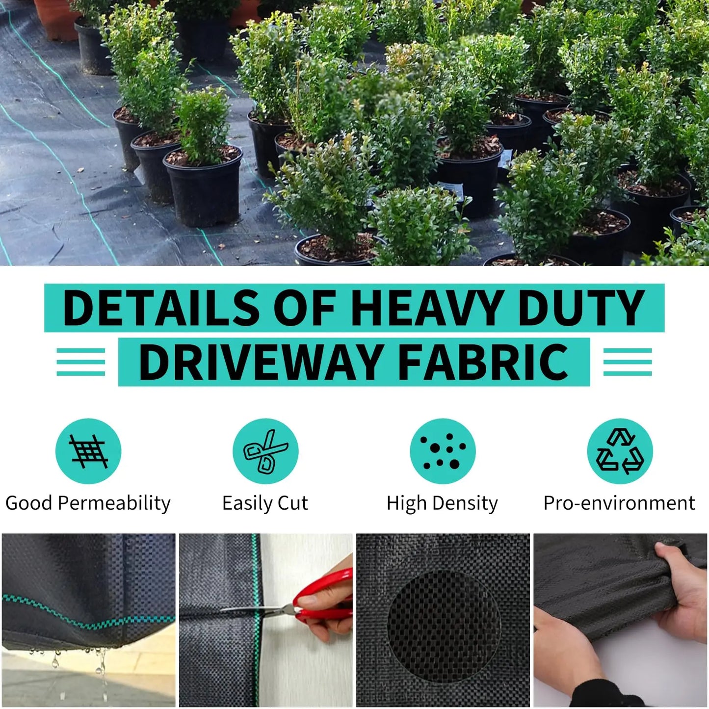 HiMISS Weed Barrier Landscape Fabric Heavy Duty Woven Geotextile