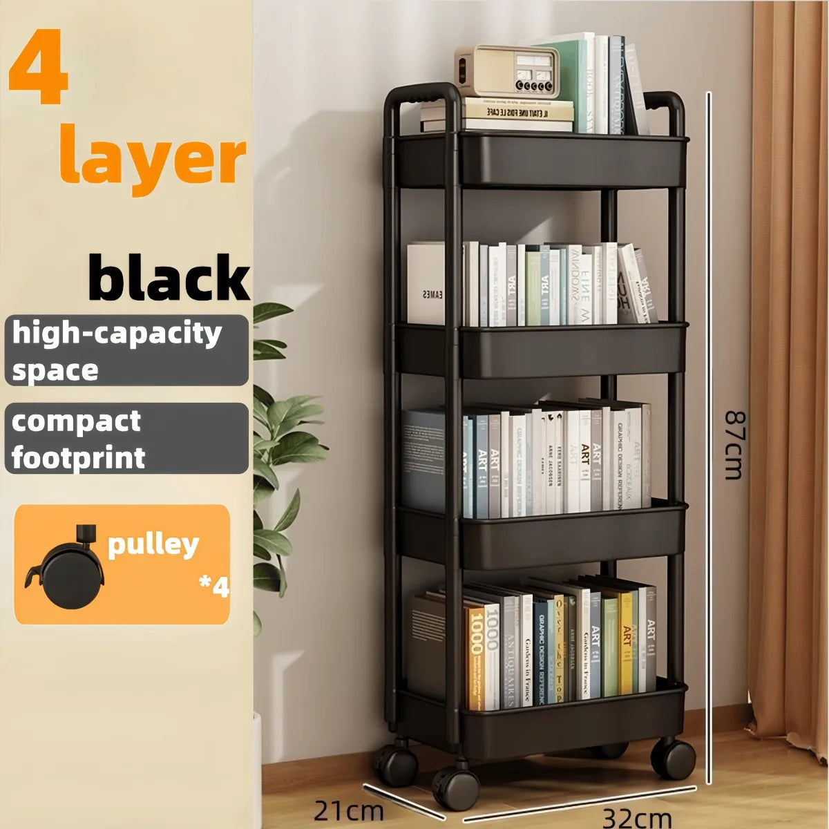 Heavy Duty Rolling Storage Cart Multi Functional Floor Standing Trolley