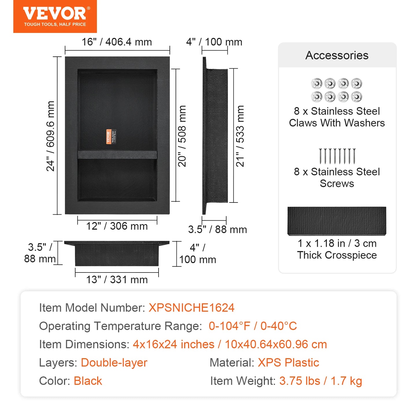Shower Niche Organizer Dual Tier Recessed Shelf For Shower