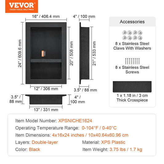 Shower Niche Organizer Dual Tier Recessed Shelf For Shower