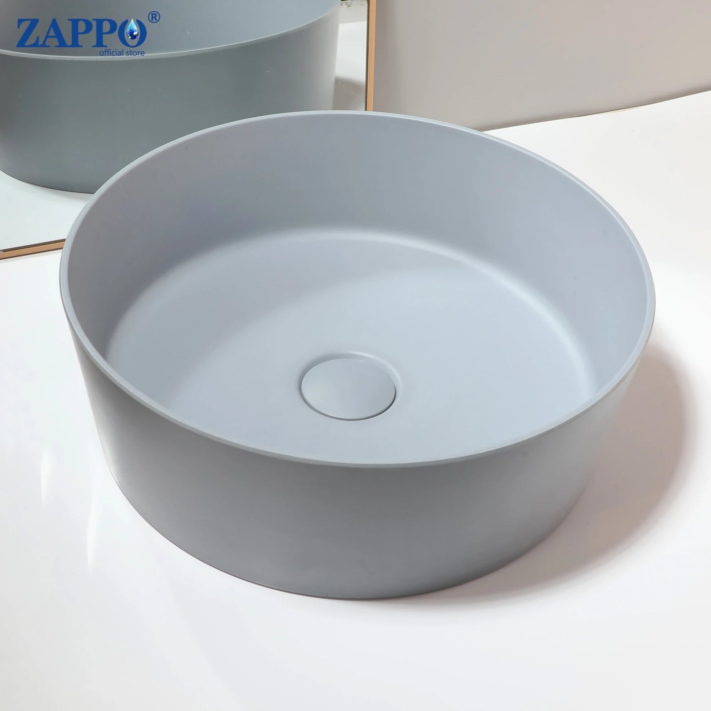 Torayvino Stone Resin Vessel Sink With Drain, Above-Counter Washbasin