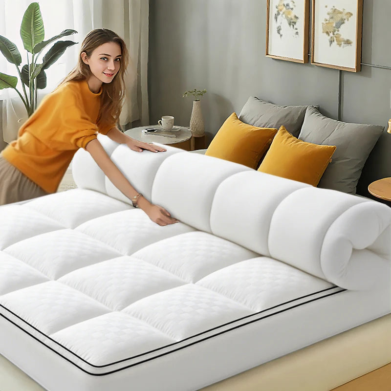 HGETVE Noiseless Thick 1000Gsm Mattress Topper With Cooling Breathable Fabric