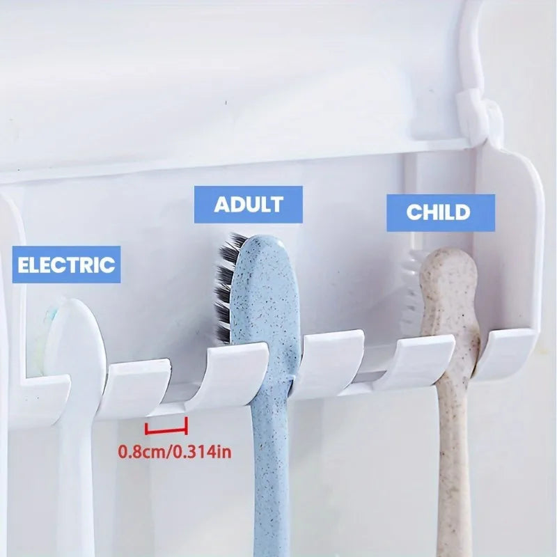 Wall Mounted Toothbrush And Toothpaste Holder With Automatic Dispenser