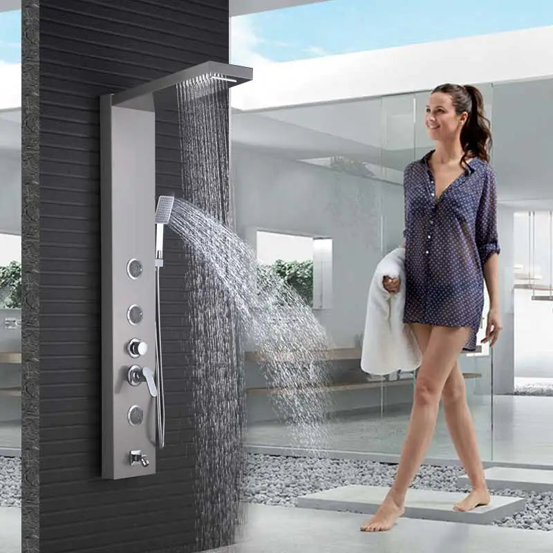 Shinesia Luxury LED Shower Panel With Massage Jets Rain