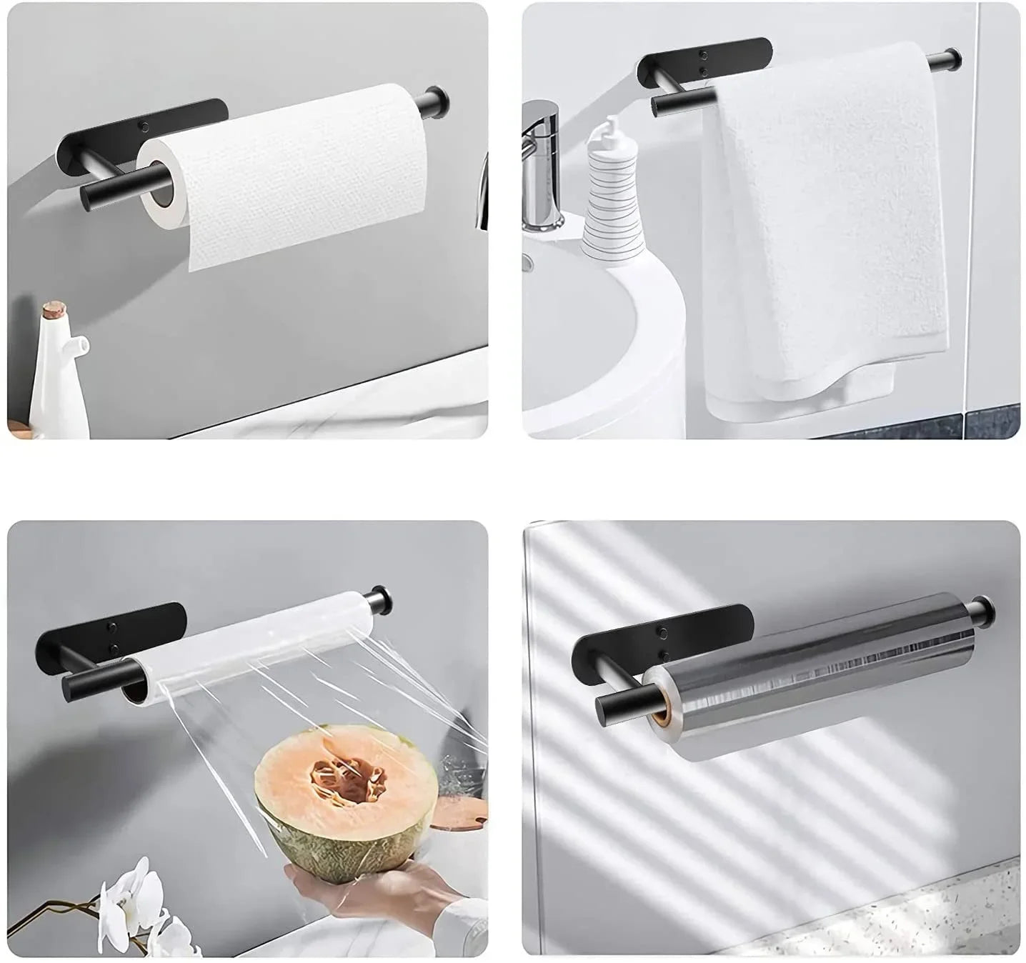 Self Adhesive Paper Towel Holder No Drill Wall Mount Organizer