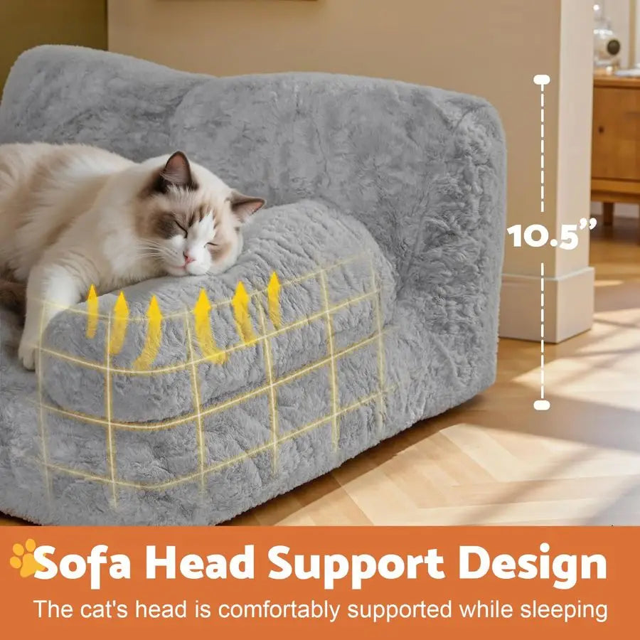 Orthopedic Cat Couch Bed With Bolstered Edges Plush Washable