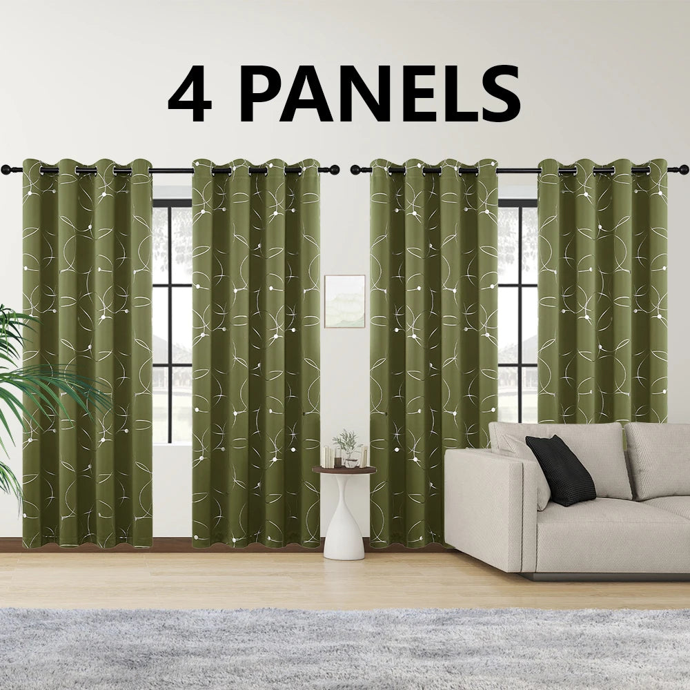 Blackout Curtains 4-Piece Grommet Set Thermally Insulated Room Darkening Bedroom