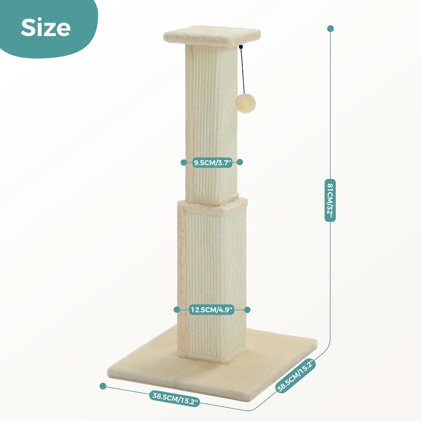PAWZ Road Cat Scratching Post For Indoor Cats With Sisal Ball Toy