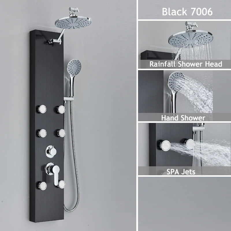 Shinesia Luxury LED Shower Panel With Massage Jets Rain
