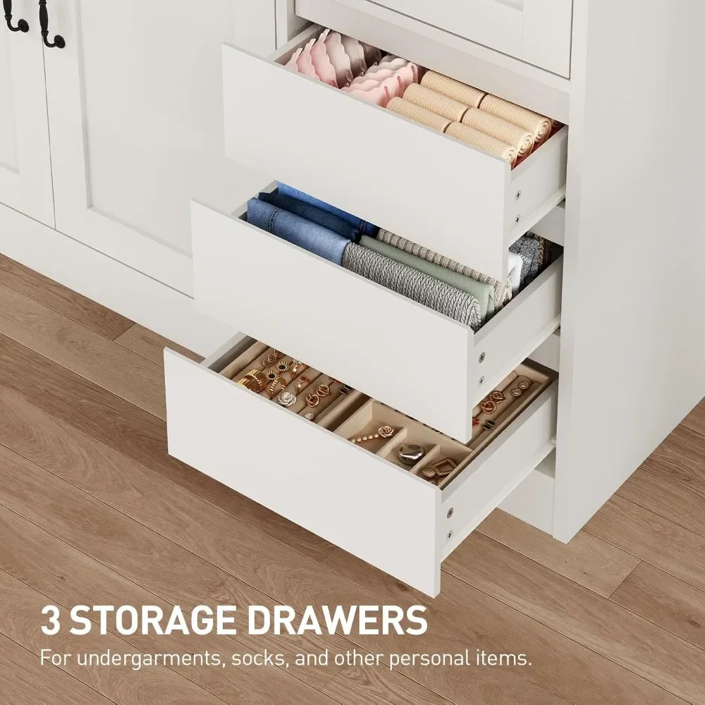 Armoire Wardrobe With Five Doors And Three Drawers