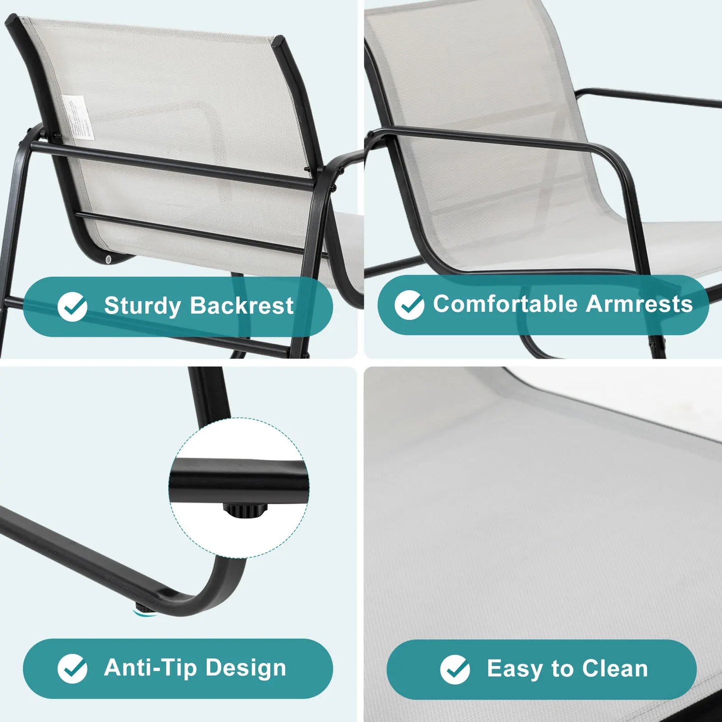 JHK 3-Piece Outdoor Patio Set With Table And Mesh Back