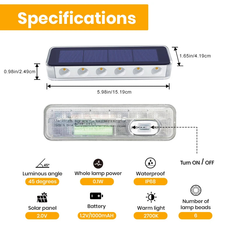 Outdoor Solar LED Step Lights 4 Pack IP68 Waterproof Walkway Garden
