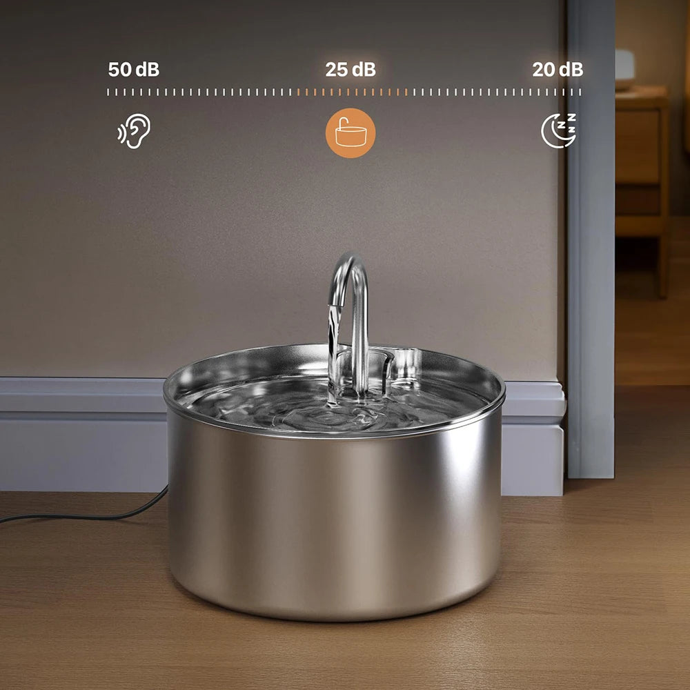 Ultra Quiet Stainless Steel Cat Water Fountain For Pets
