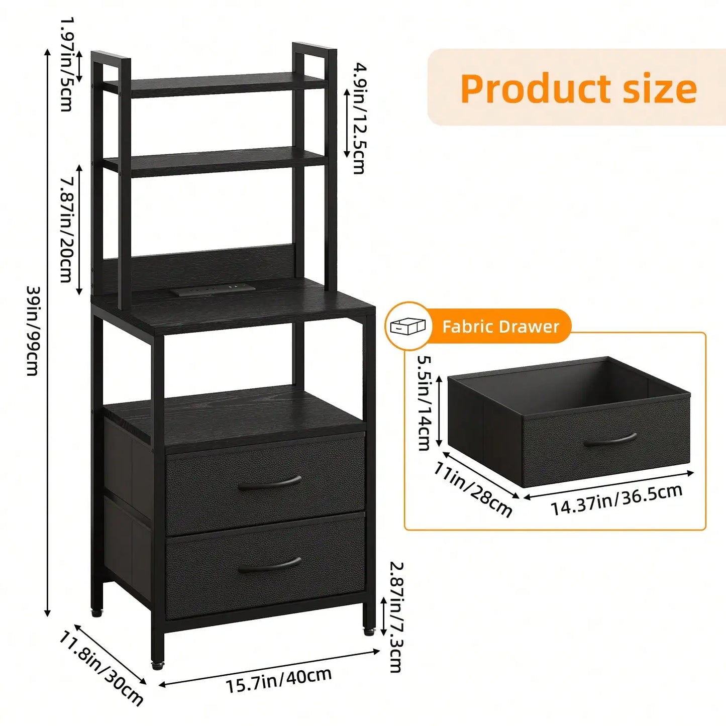 Tomnk Fabric Nightstand With Charging Station And Storage Drawers